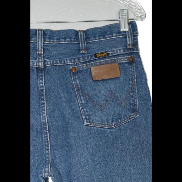 Wrangler Mens Jeans Blue Denim Cotton Straight Medium Wash Zip Mid Rise Size 35 - Picture 5 of 5